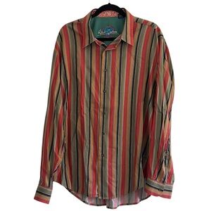 Robert Graham Men’s Long Sleeve Cotton Silk Trim Button Down Shirt 2XL